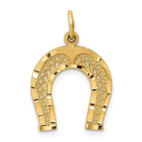 14k Gold Horseshoe Necklace Charm - Charlie & Co. Jewelry