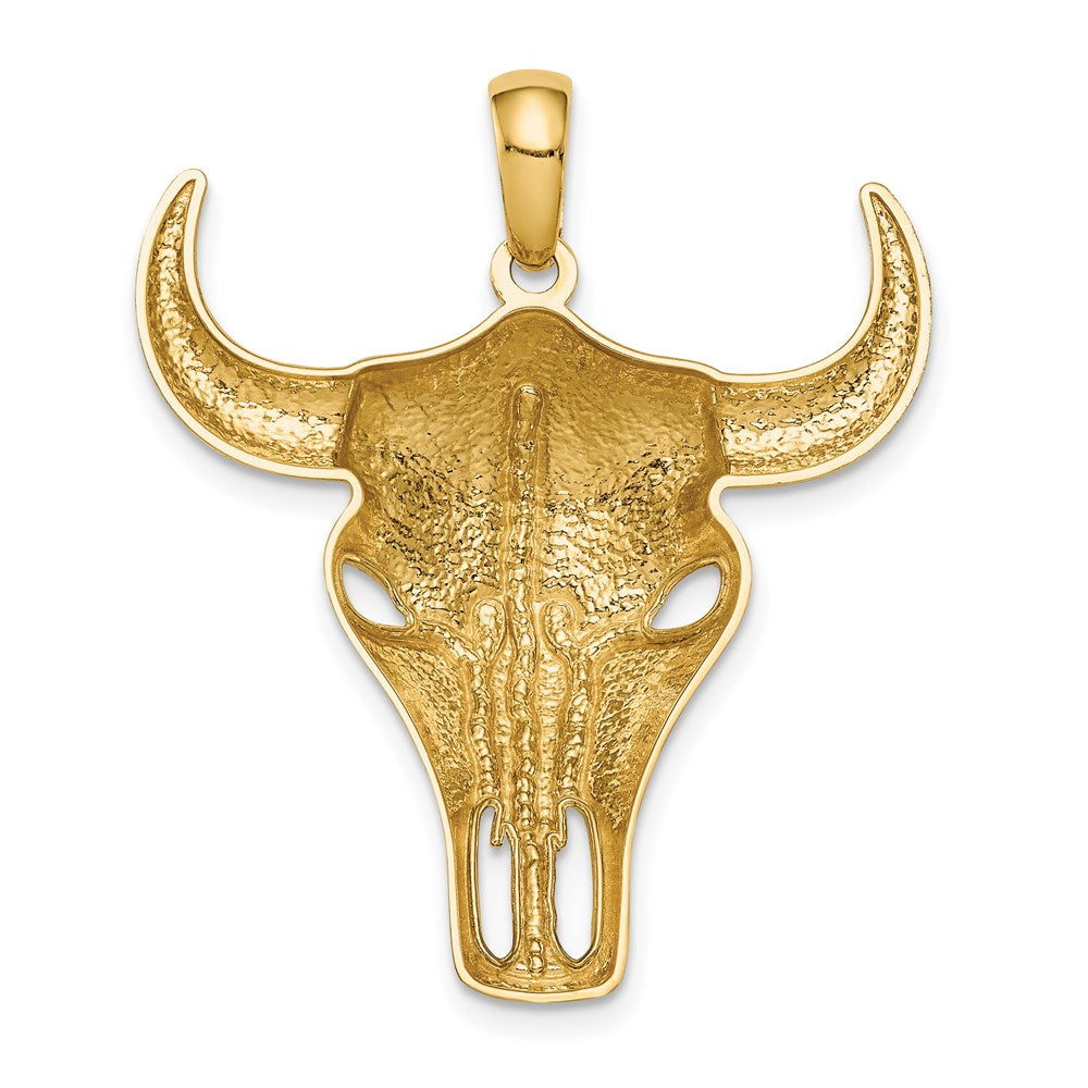 14K Gold Large Steer Skull Necklace Pendant - Charlie & Co. Jewelry