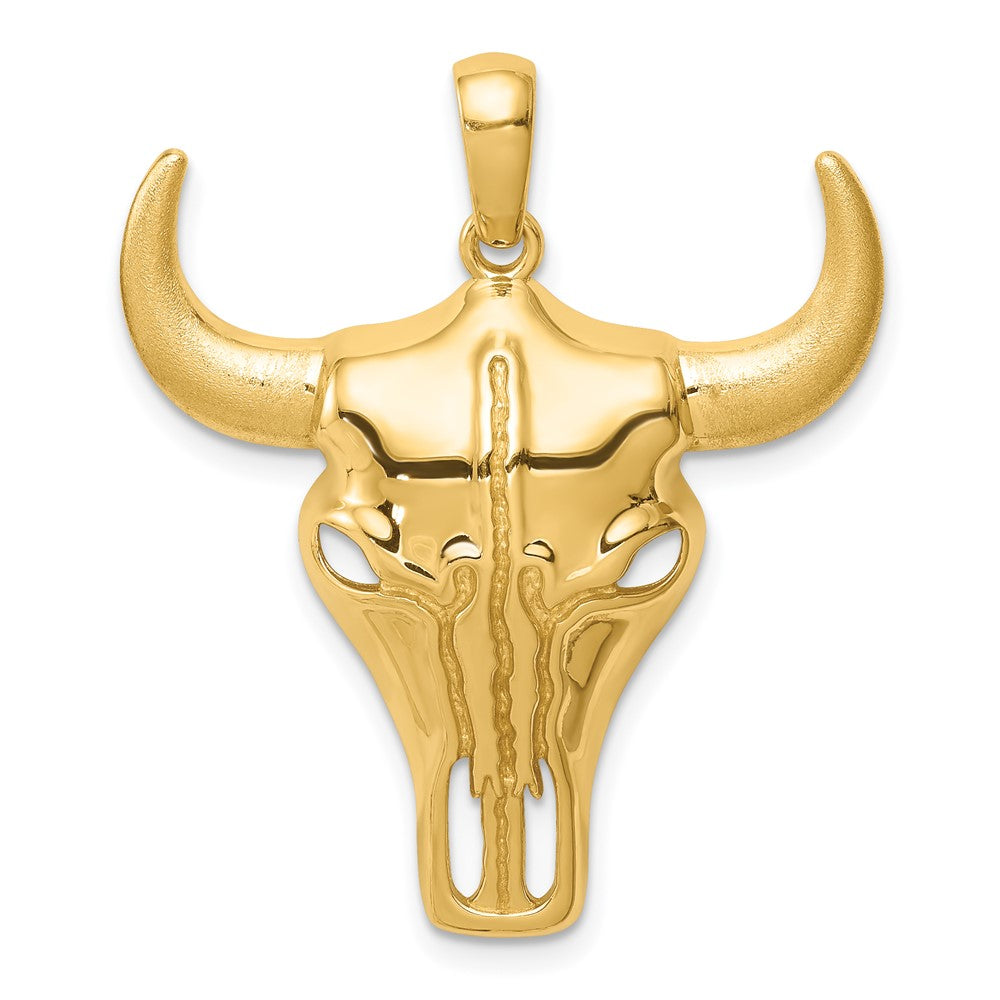 14K Gold Large Steer Skull Necklace Pendant - Charlie & Co. Jewelry