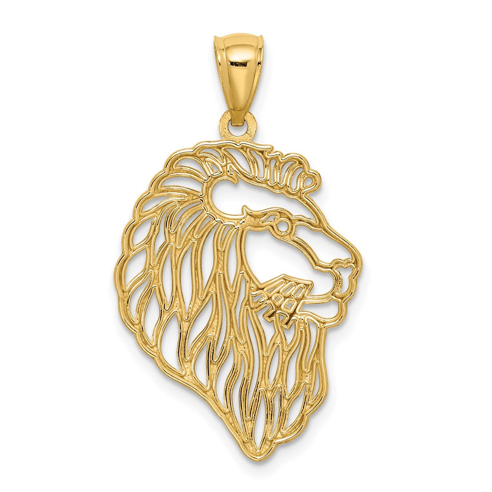 14K Gold Diamond-Cut Lion Profile Pendant - Charlie & Co. Jewelry