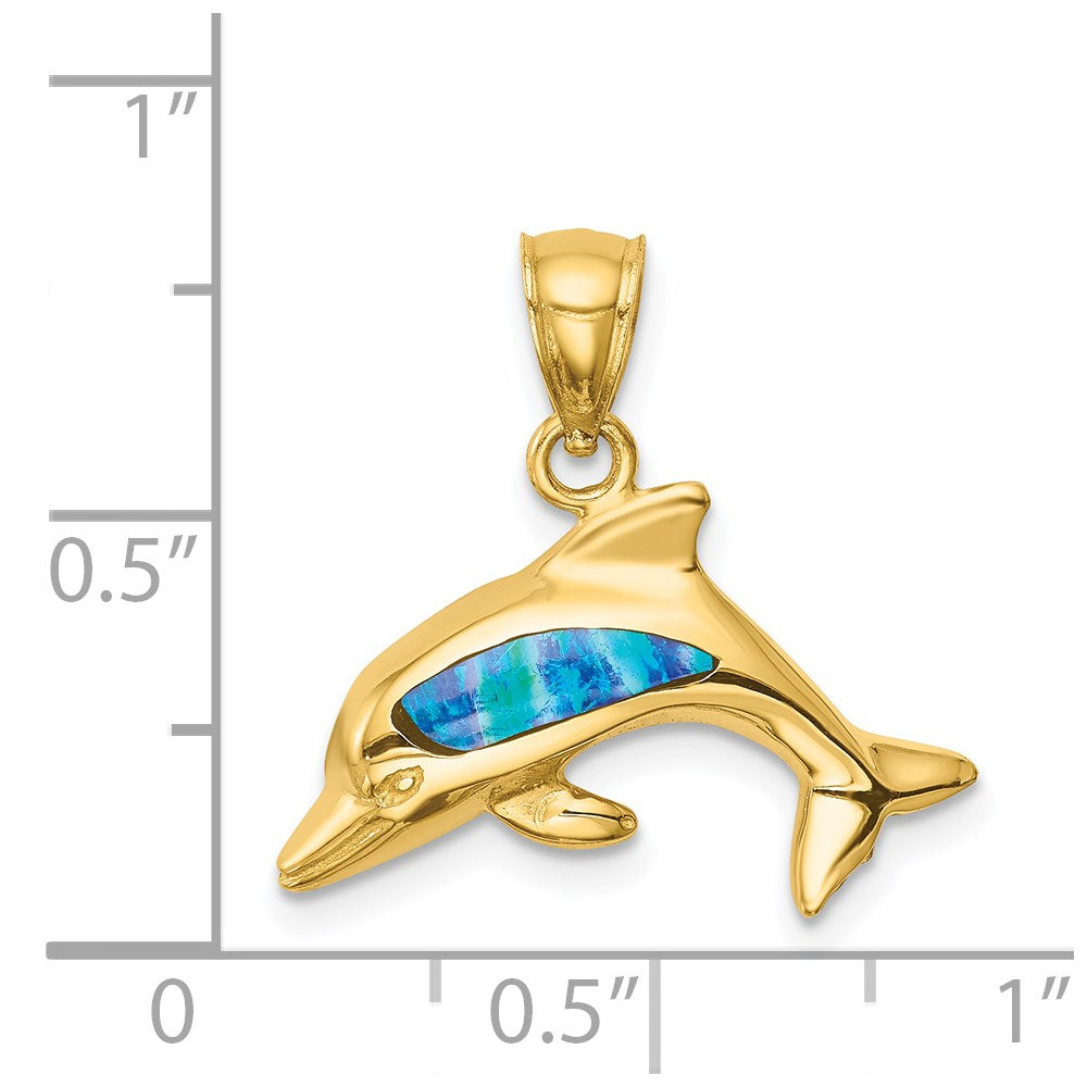Charlie & Co Jewelry | 14k Lab Created Opal Dolphin Pendant - Model C4596