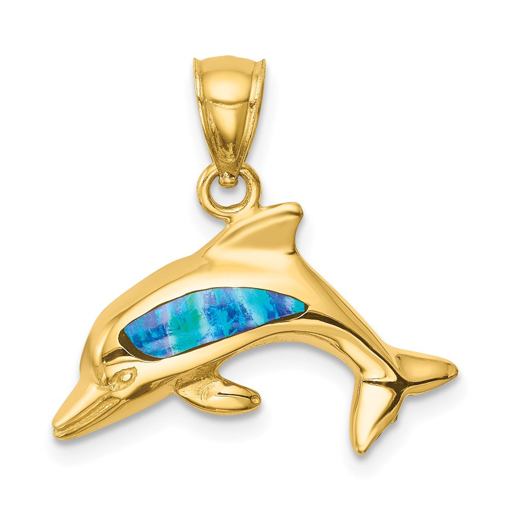 Charlie & Co Jewelry | 14k Lab Created Opal Dolphin Pendant - Model C4596