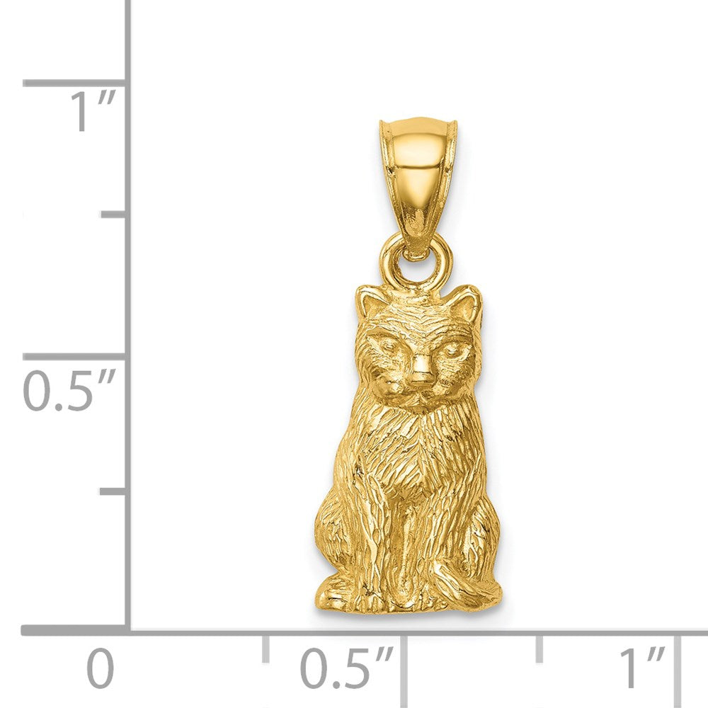 14k Gold Sitting Cat Necklace Pendant - Charlie & Co. Jewelry