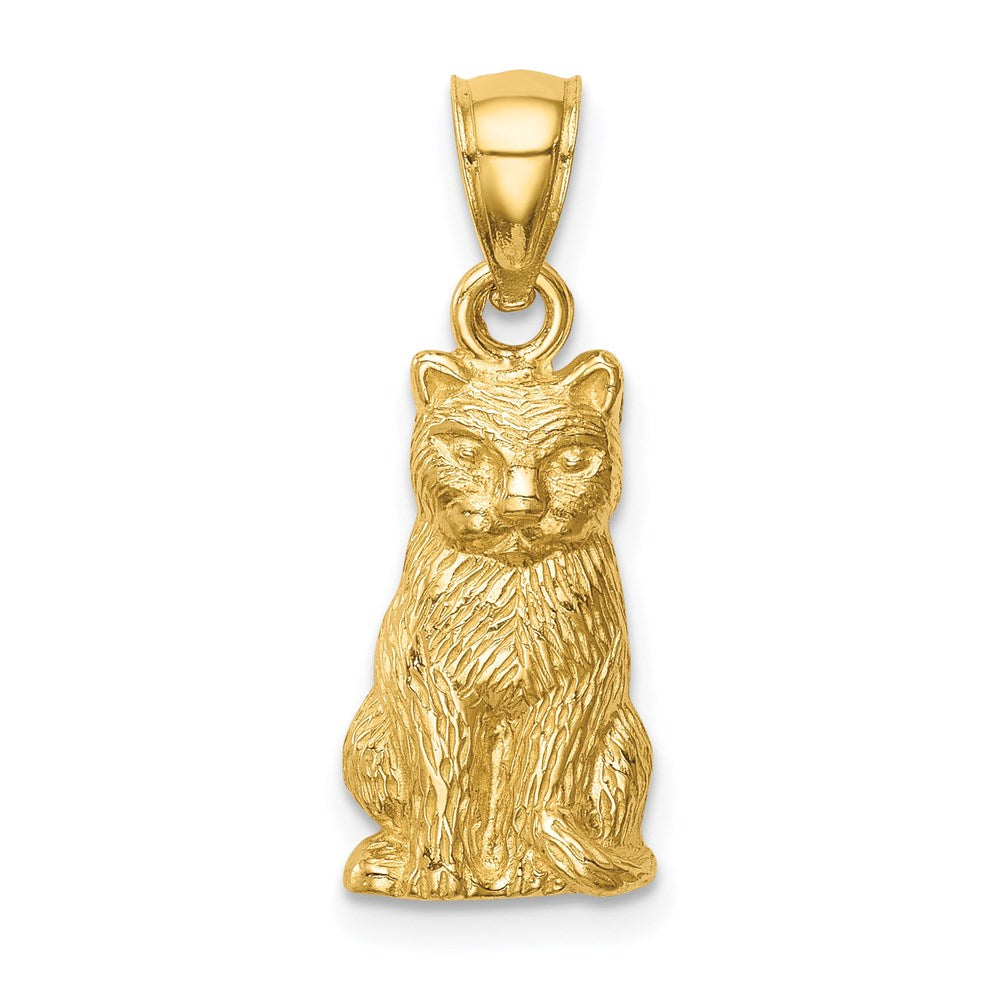 14k Gold Sitting Cat Necklace Pendant - Charlie & Co. Jewelry