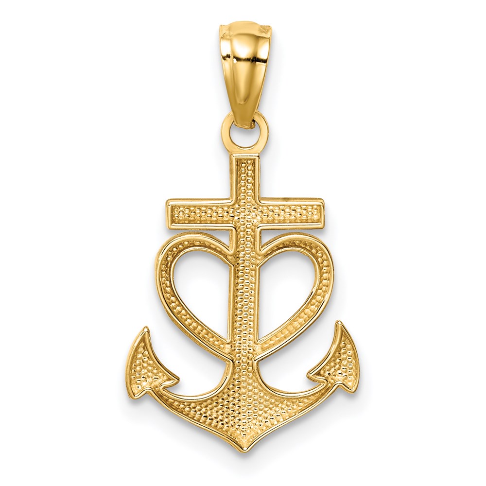 Charlie & Co Jewelry | 14k Anchor With Heart Pendant - Model C4648