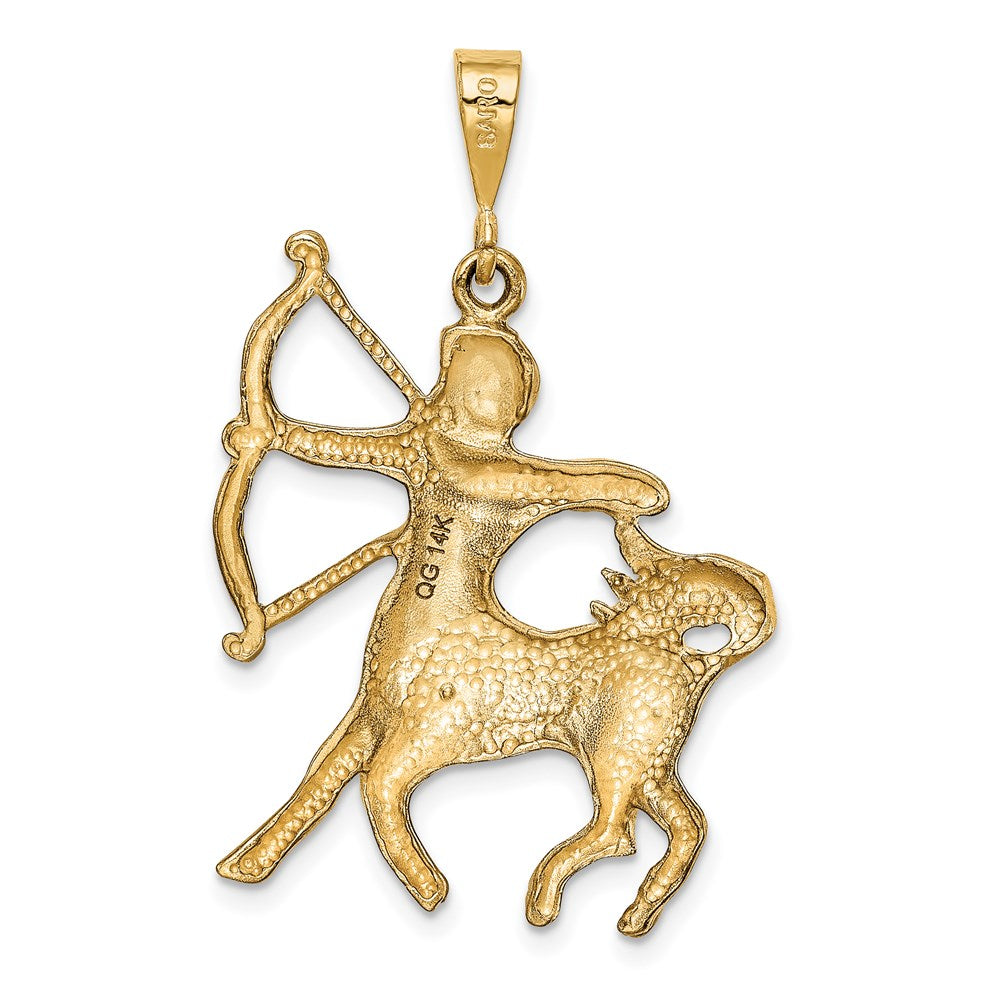 Gold Satin Diamond-cut Large Sagittarius Zodiac Charm Model-C472 - Charlie & Co. Jewelry