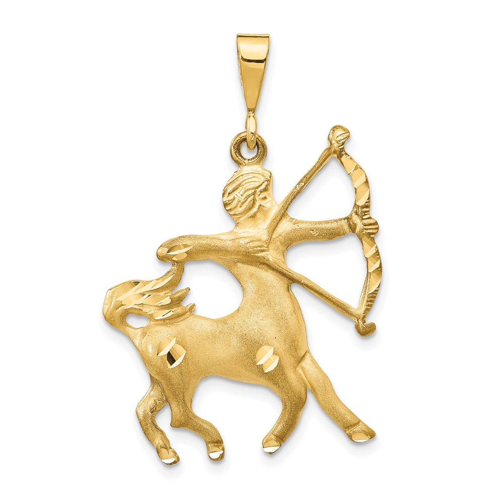 Gold Satin Diamond-cut Large Sagittarius Zodiac Charm Model-C472 - Charlie & Co. Jewelry