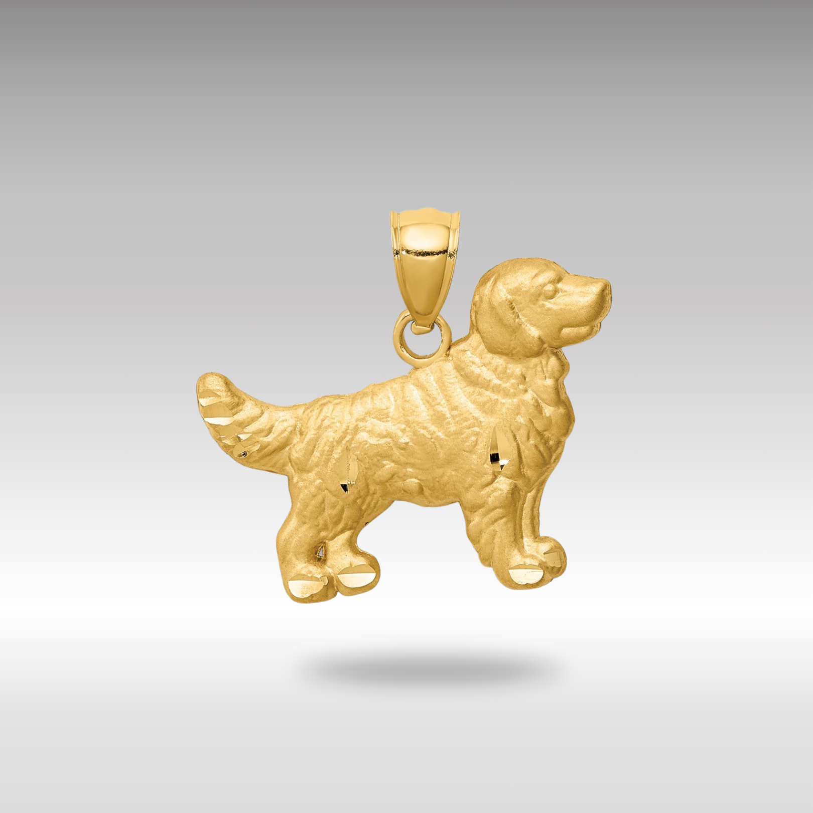 14K Gold Standing 14K Golden Retriever Pendant Charlie Jewelry
