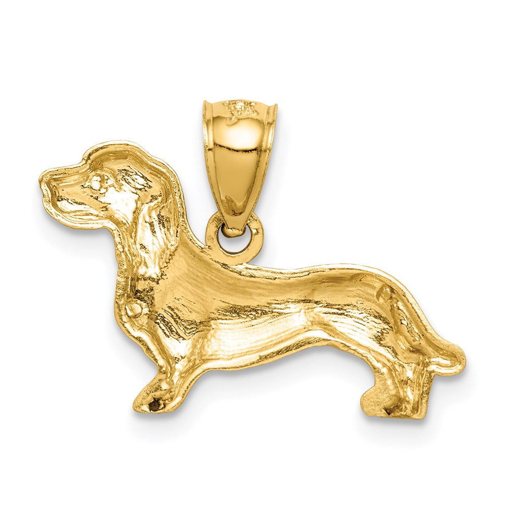 14k Gold Diamond-Cut Dachshund Necklace Pendant - Charlie & Co. Jewelry