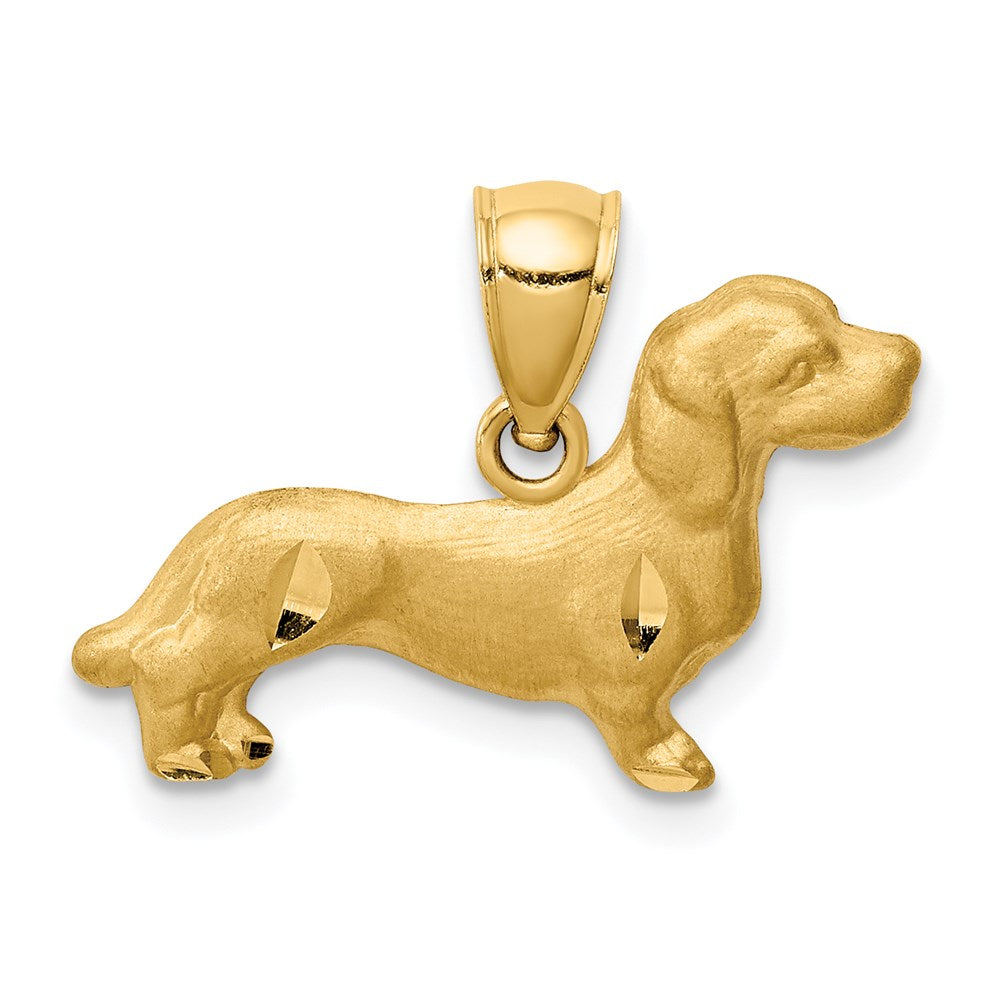 14k Gold Diamond-Cut Dachshund Necklace Pendant - Charlie & Co. Jewelry