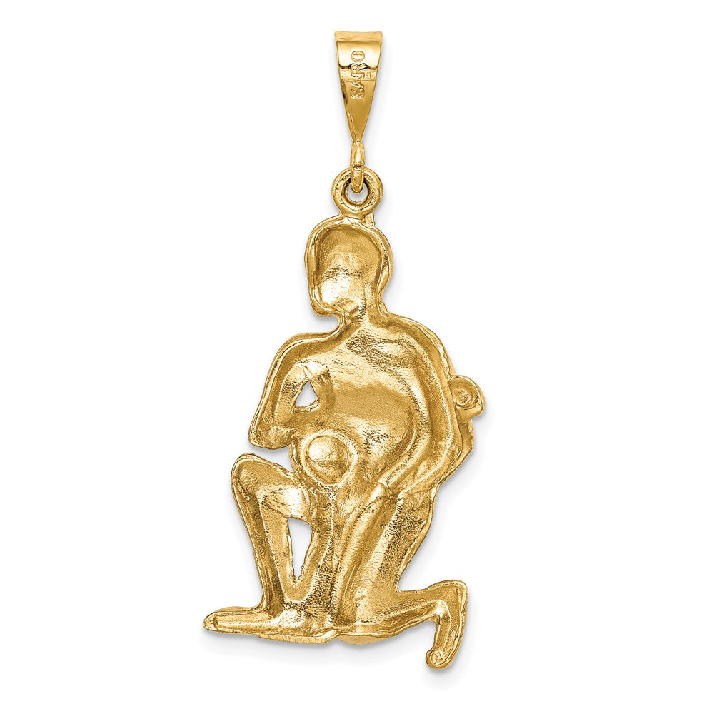 Gold Large Satin Diamond-cut Aquarius Zodiac Charm Model-C474 - Charlie & Co. Jewelry