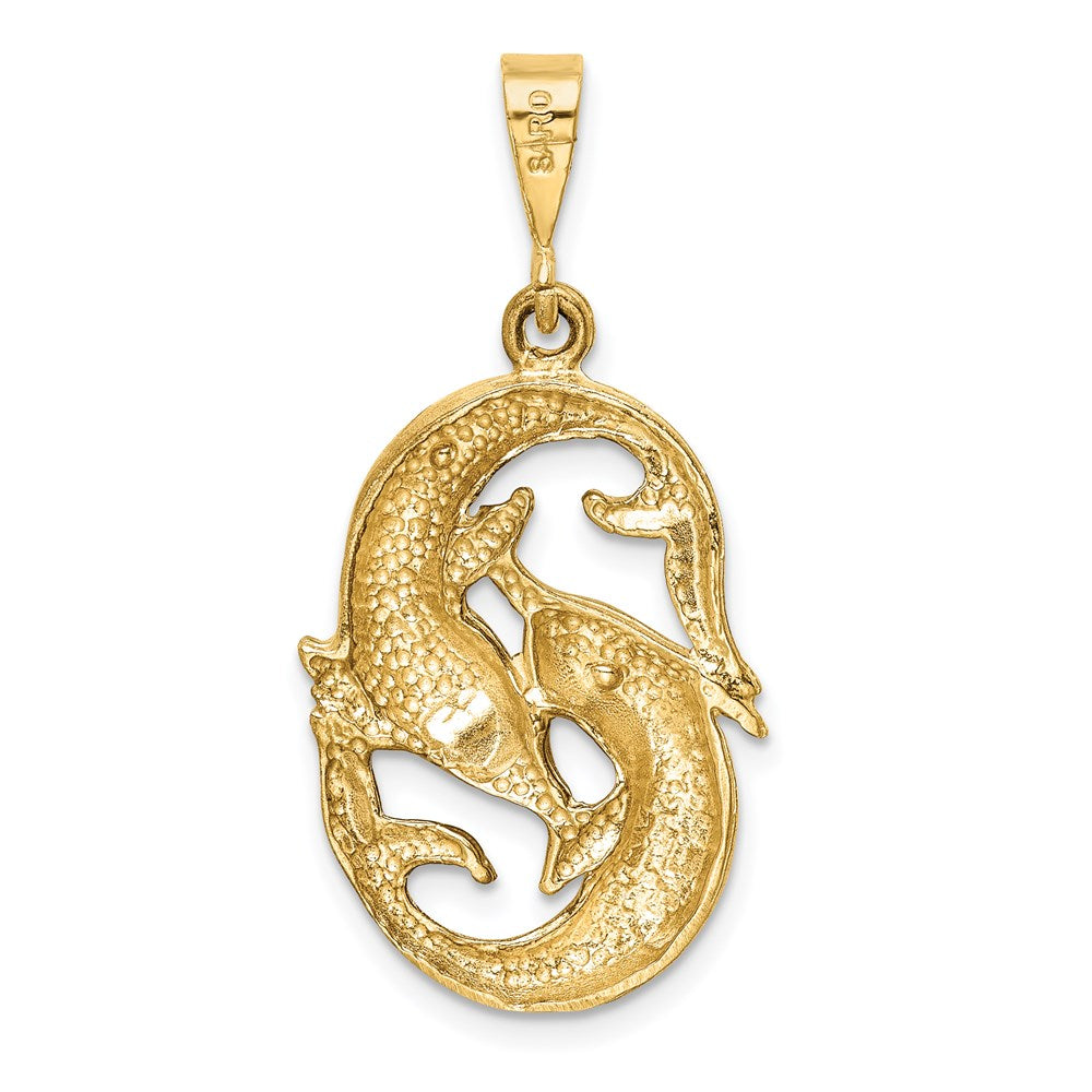 Gold large Satin Diamond-cut Pisces Zodiac Charm Model-C475 - Charlie & Co. Jewelry