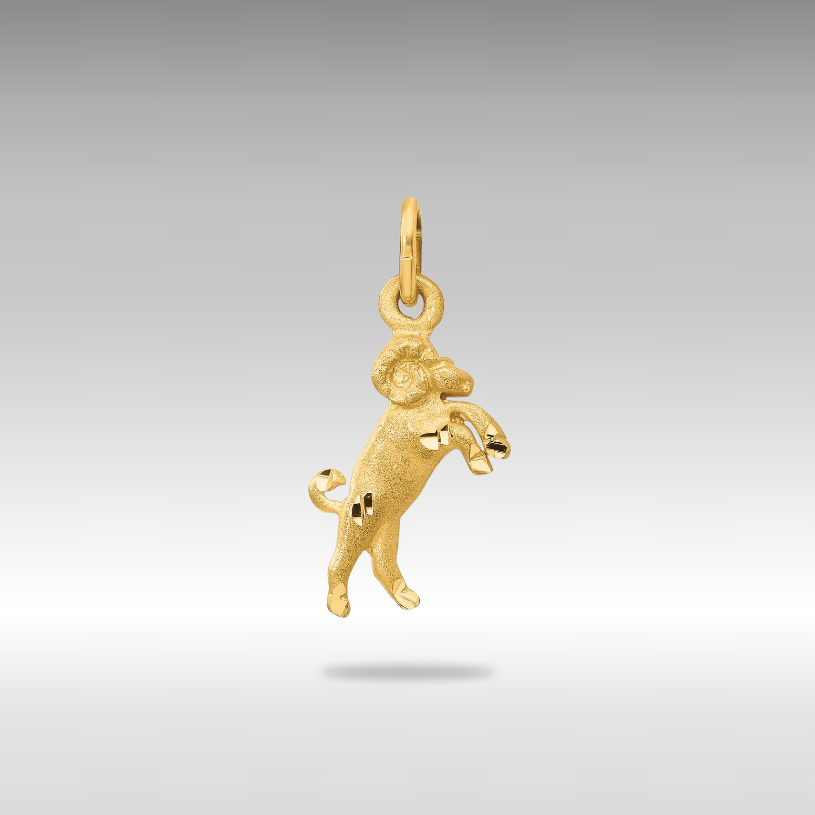 Gold Satin Diamond-cut Aries Ram Small Zodiac Charm Necklace Model-C476