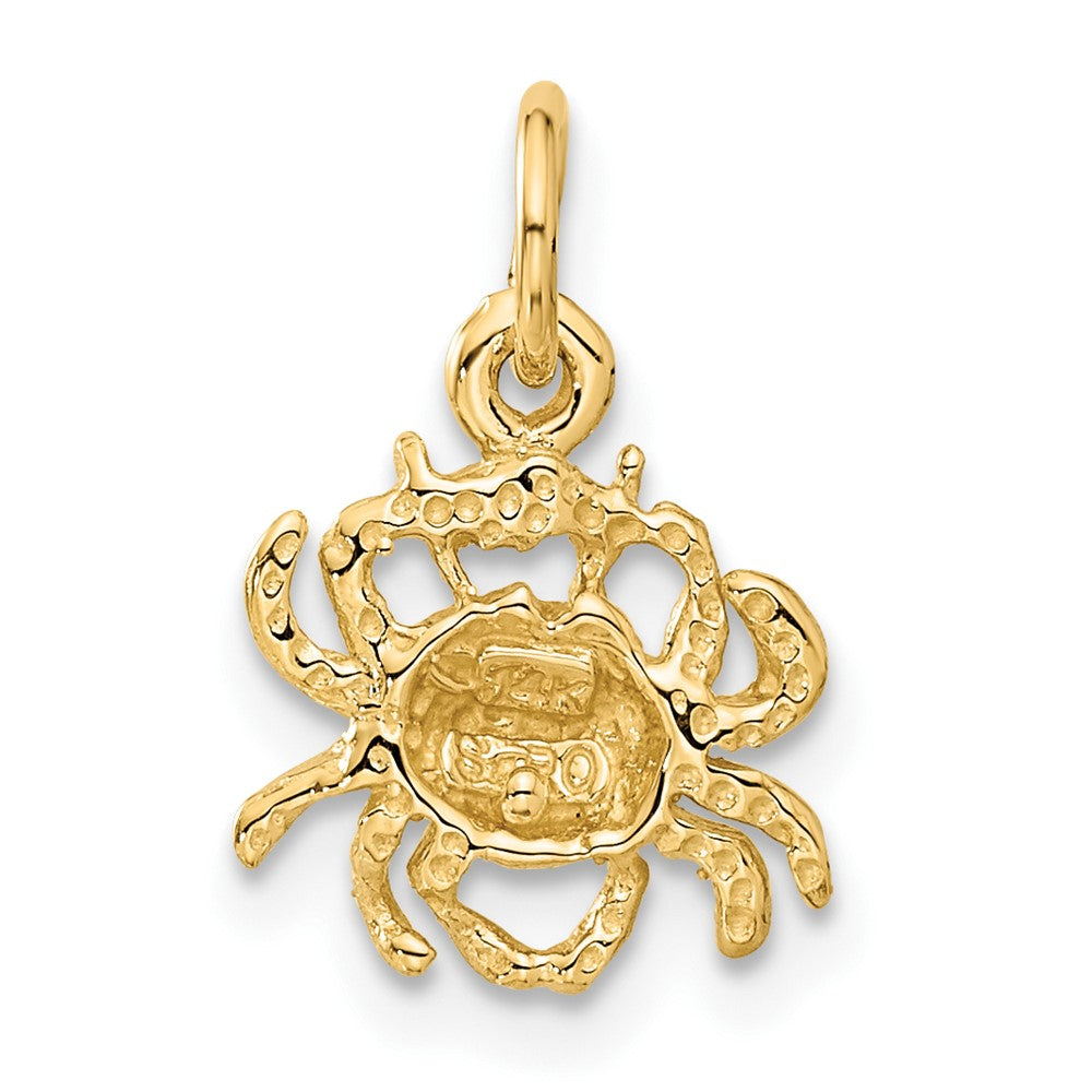 Gold Satin Diamond-cut Cancer Crab Small Zodiac Charm Necklace Model-C479 - Charlie & Co. Jewelry