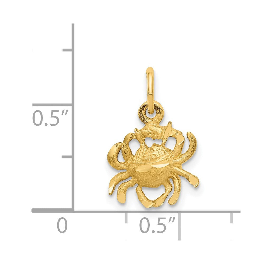 Gold Satin Diamond-cut Cancer Crab Small Zodiac Charm Necklace Model-C479 - Charlie & Co. Jewelry