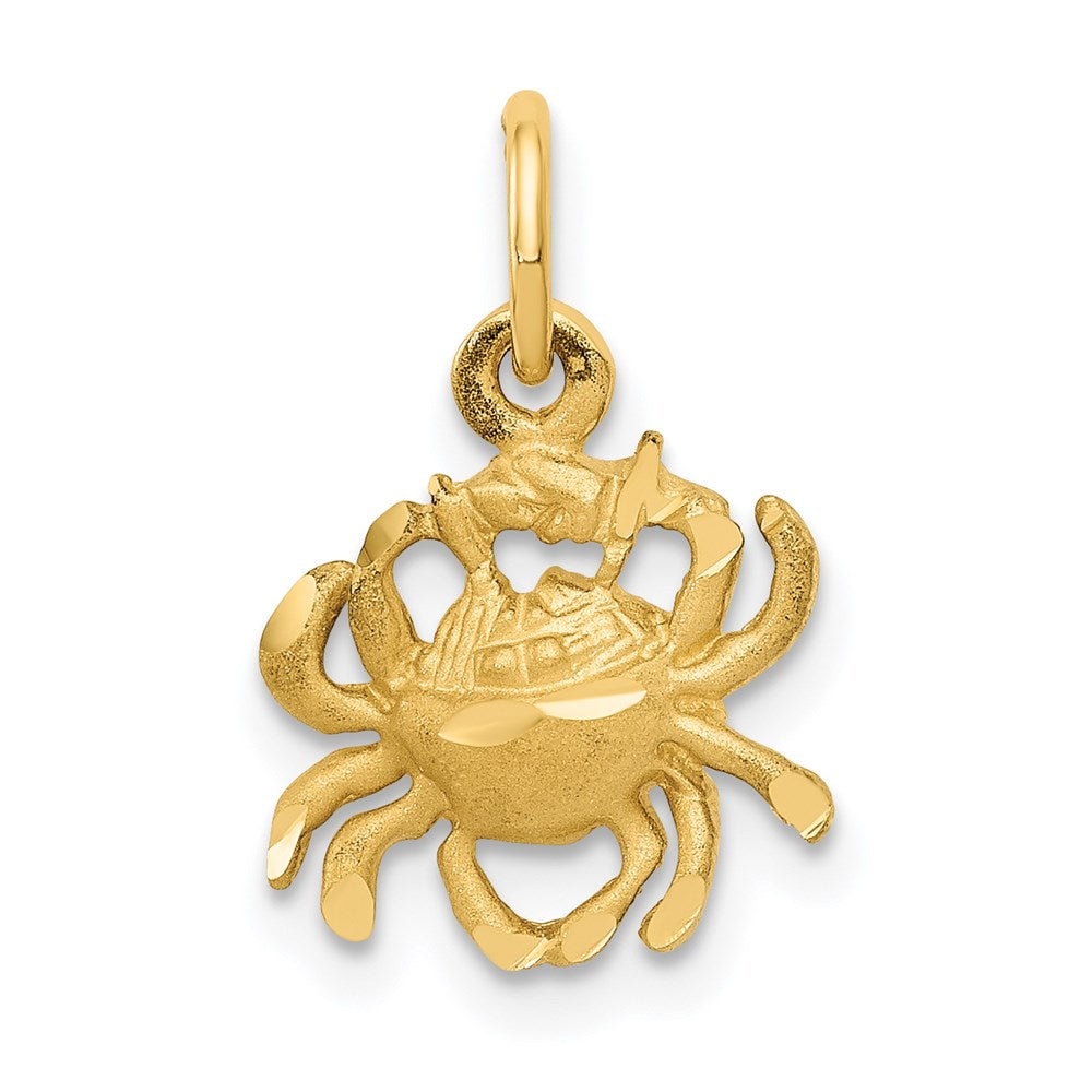 Gold Satin Diamond-cut Cancer Crab Small Zodiac Charm Necklace Model-C479 - Charlie & Co. Jewelry