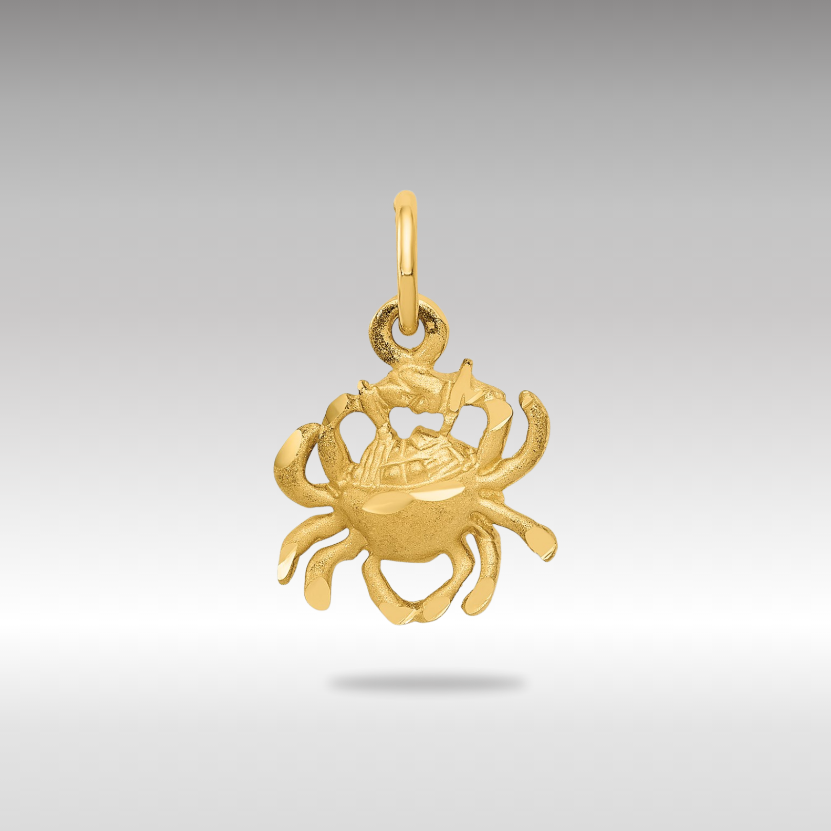 Gold Satin Diamond-cut Cancer Crab Small Zodiac Charm Necklace Model-C479 - Charlie & Co. Jewelry