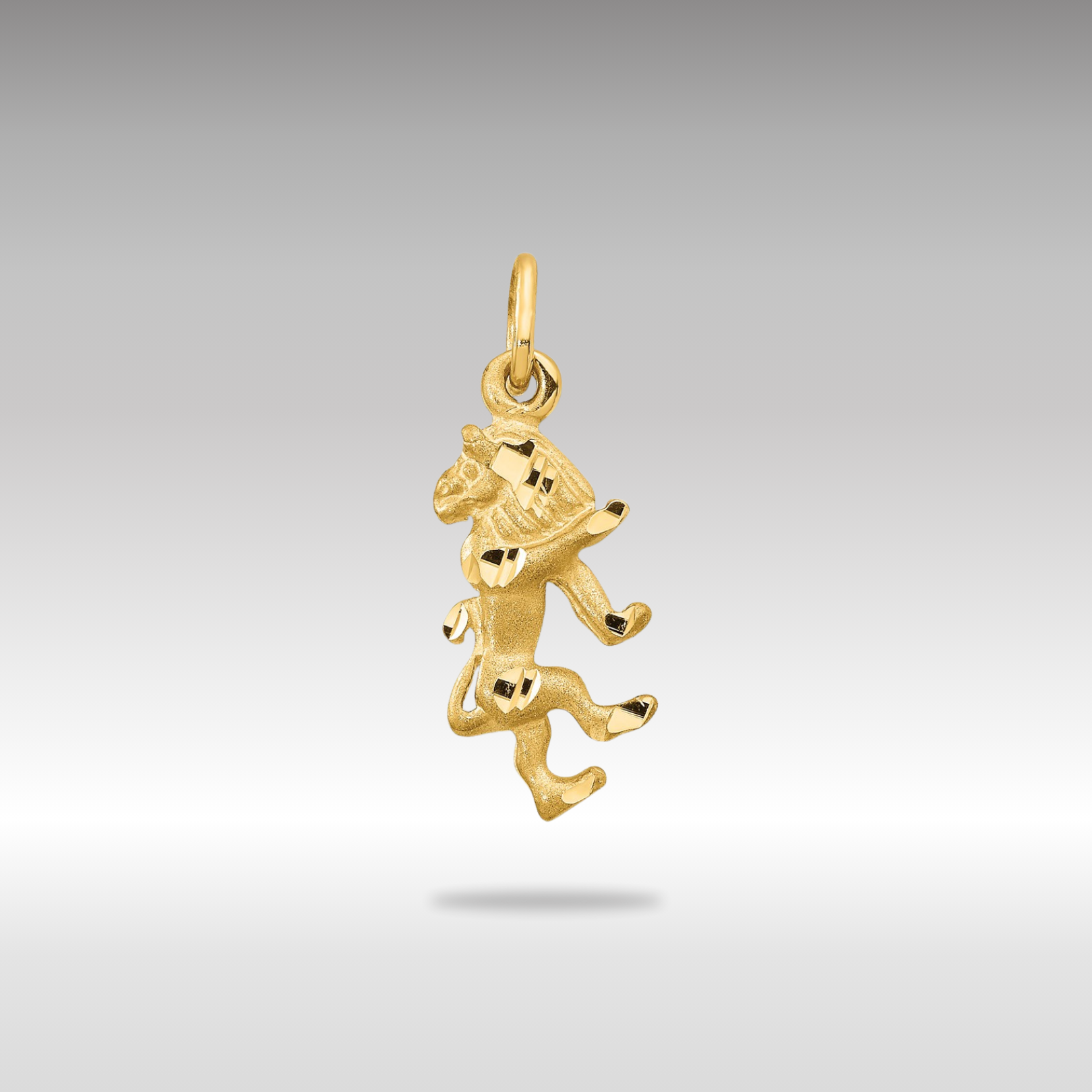 Gold Satin Diamond-cut Leo Lion Zodiac Charm Necklace Model-C480
