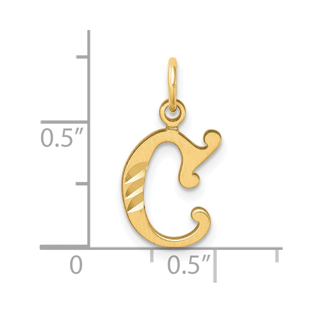 14K Gold Elegant Letter 'C' Charm - Charlie & Co. Jewelry