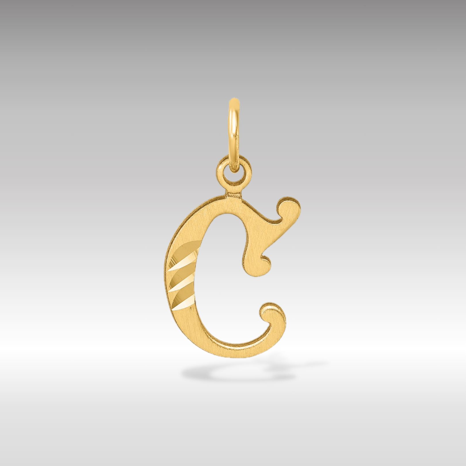 14K Gold Elegant Letter 'C' Charm - Charlie & Co. Jewelry
