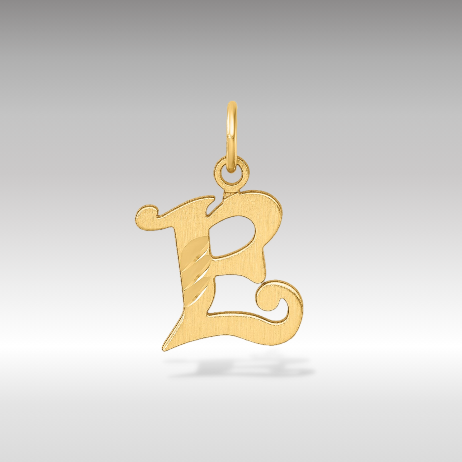 14K Gold Elegant Letter 'E' Charm - Charlie & Co. Jewelry