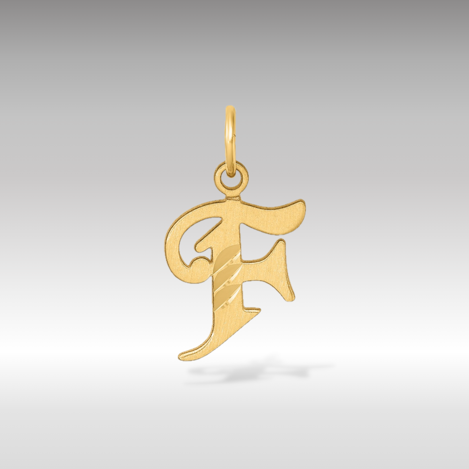 14K Gold Elegant Letter 'F' Charm - Charlie & Co. Jewelry