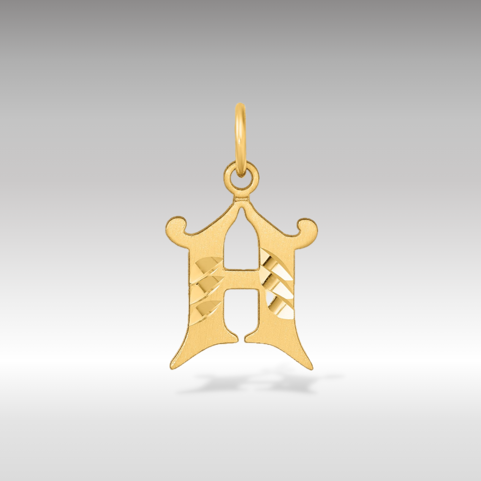 14K Gold Elegant Letter 'H' Charm - Charlie & Co. Jewelry