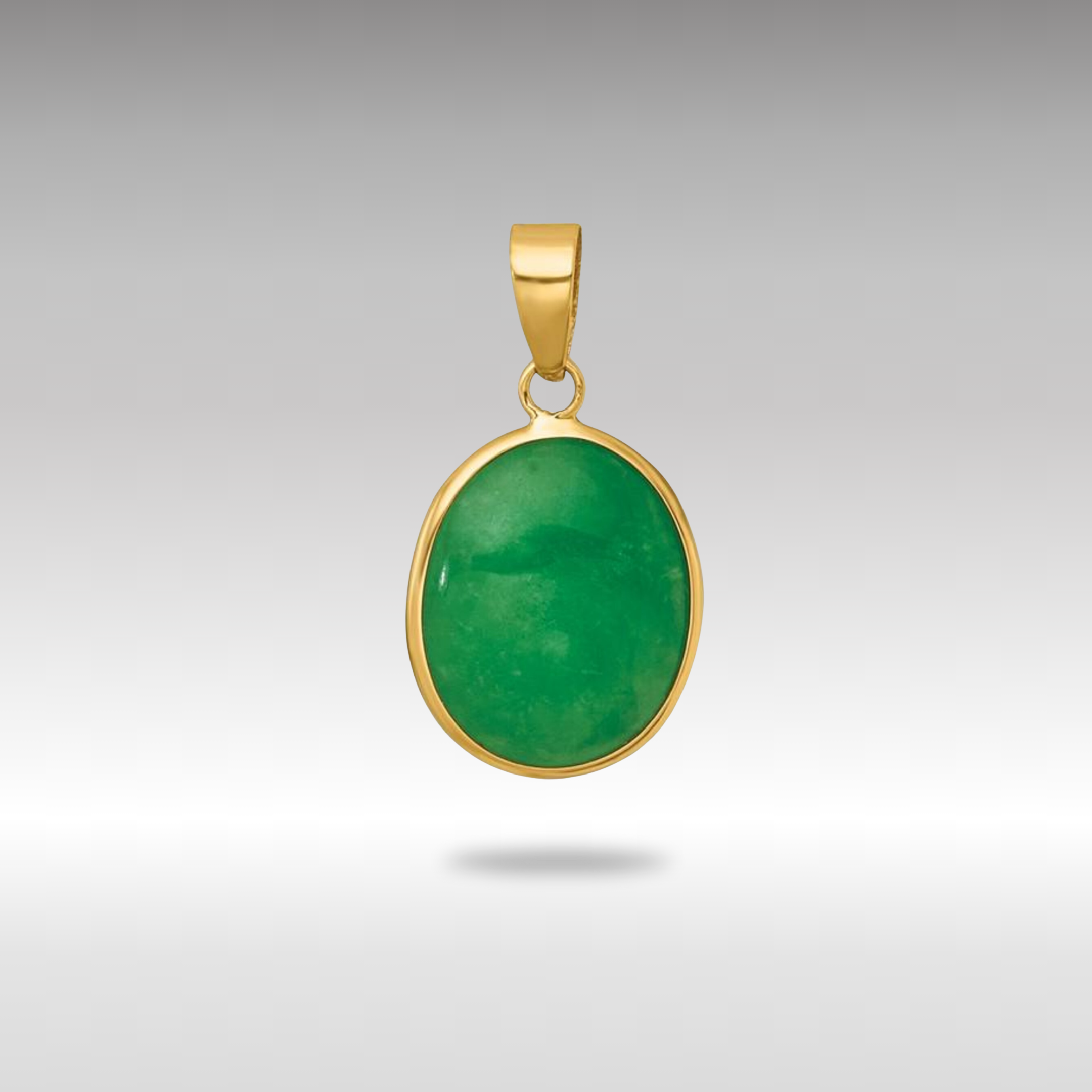 14k Green Jade Cabochon Oval Charm - Model XP5312