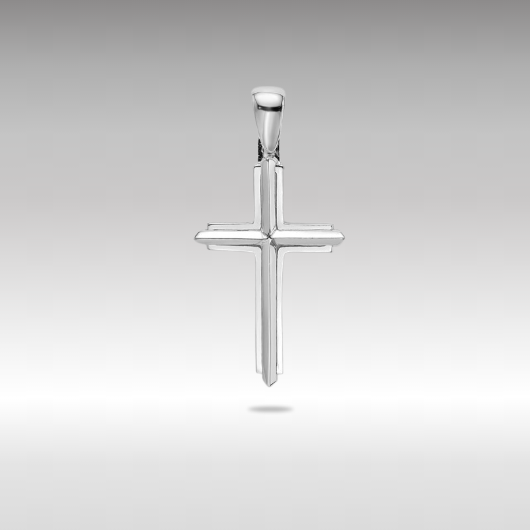 14K White Gold Beveled Latin Cross Pendant - Model K8501W - Charlie & Co. Jewelry