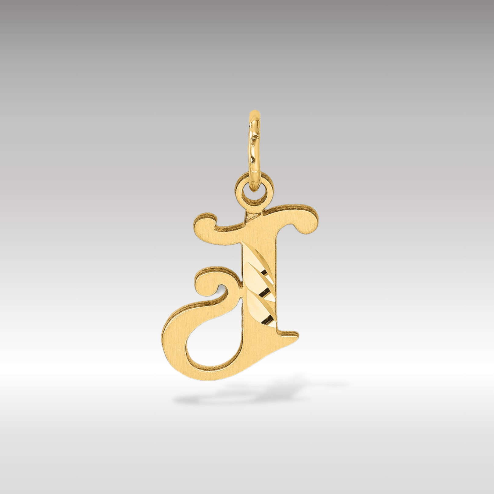14K Gold Elegant Letter 'J' Charm - Charlie & Co. Jewelry