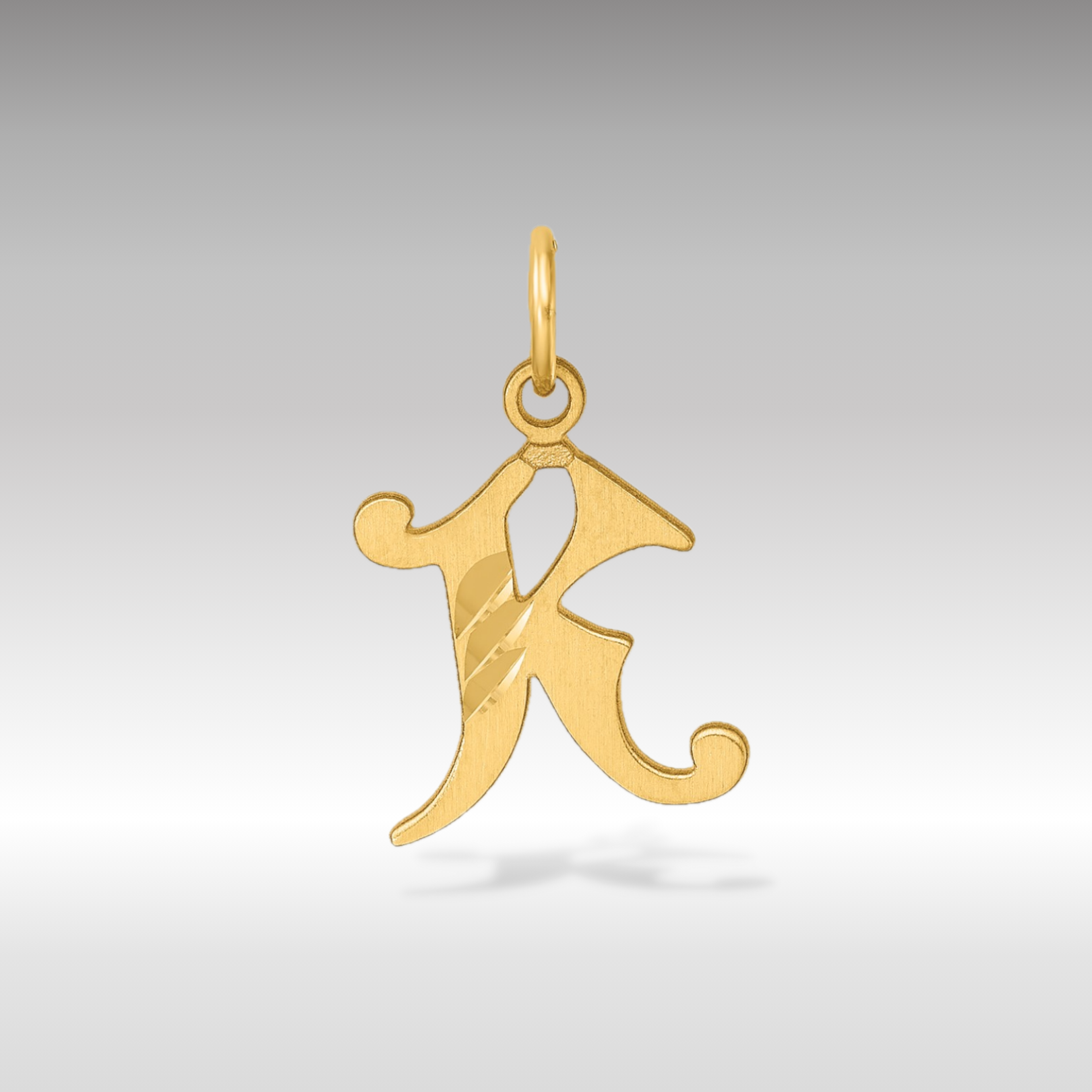 14K Gold Elegant Letter 'K' Charm - Charlie & Co. Jewelry