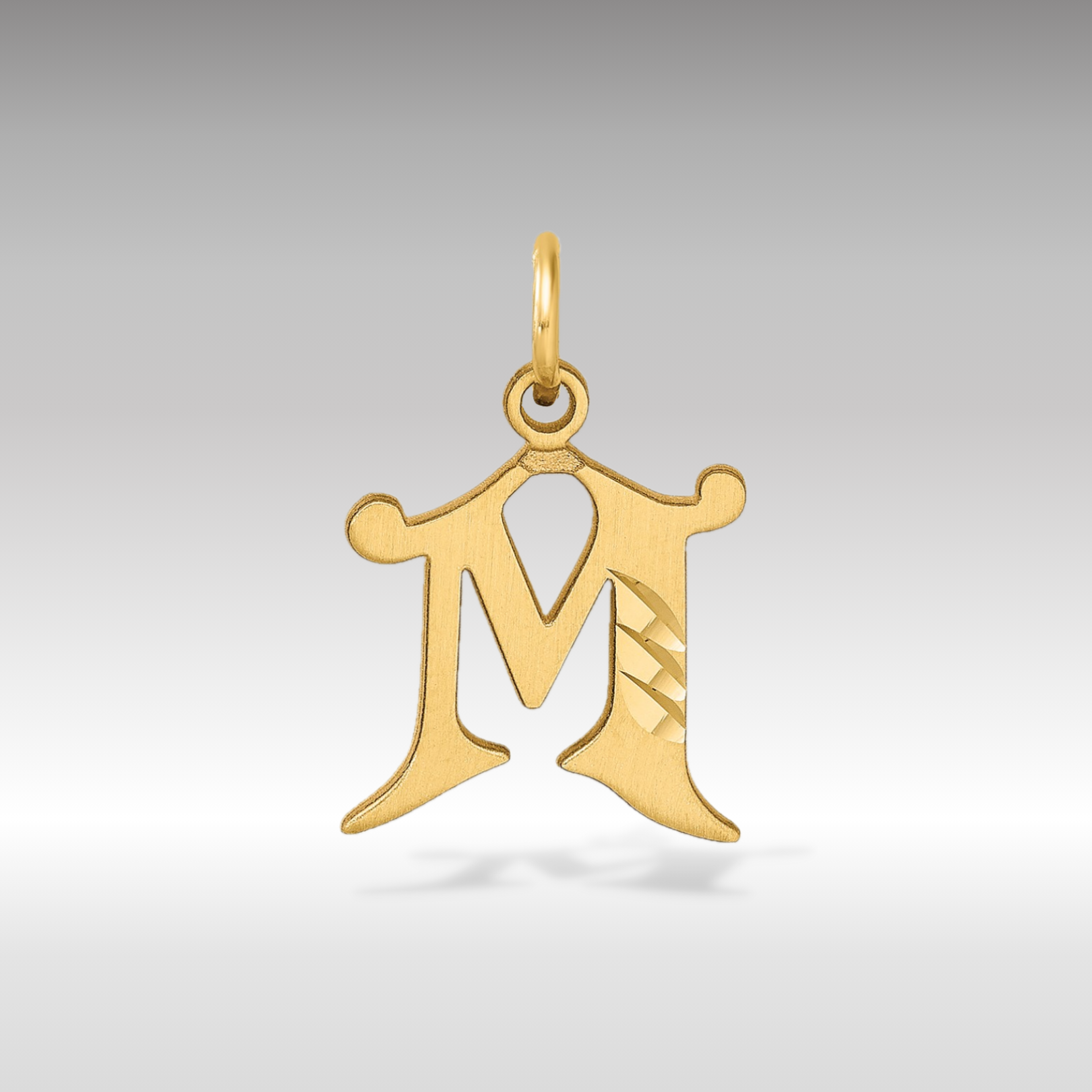 14K Gold Elegant Letter 'M' Charm - Charlie & Co. Jewelry