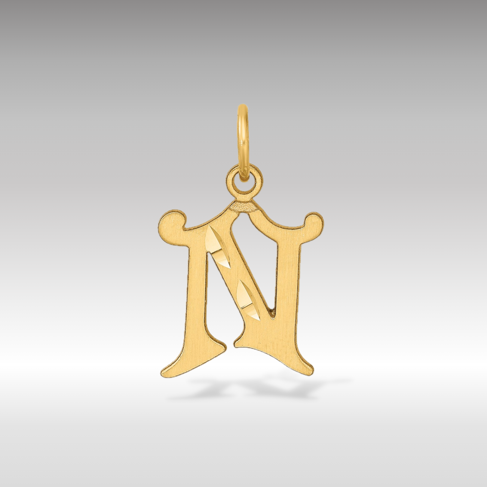 14K Gold Elegant Letter 'N' Charm - Charlie & Co. Jewelry