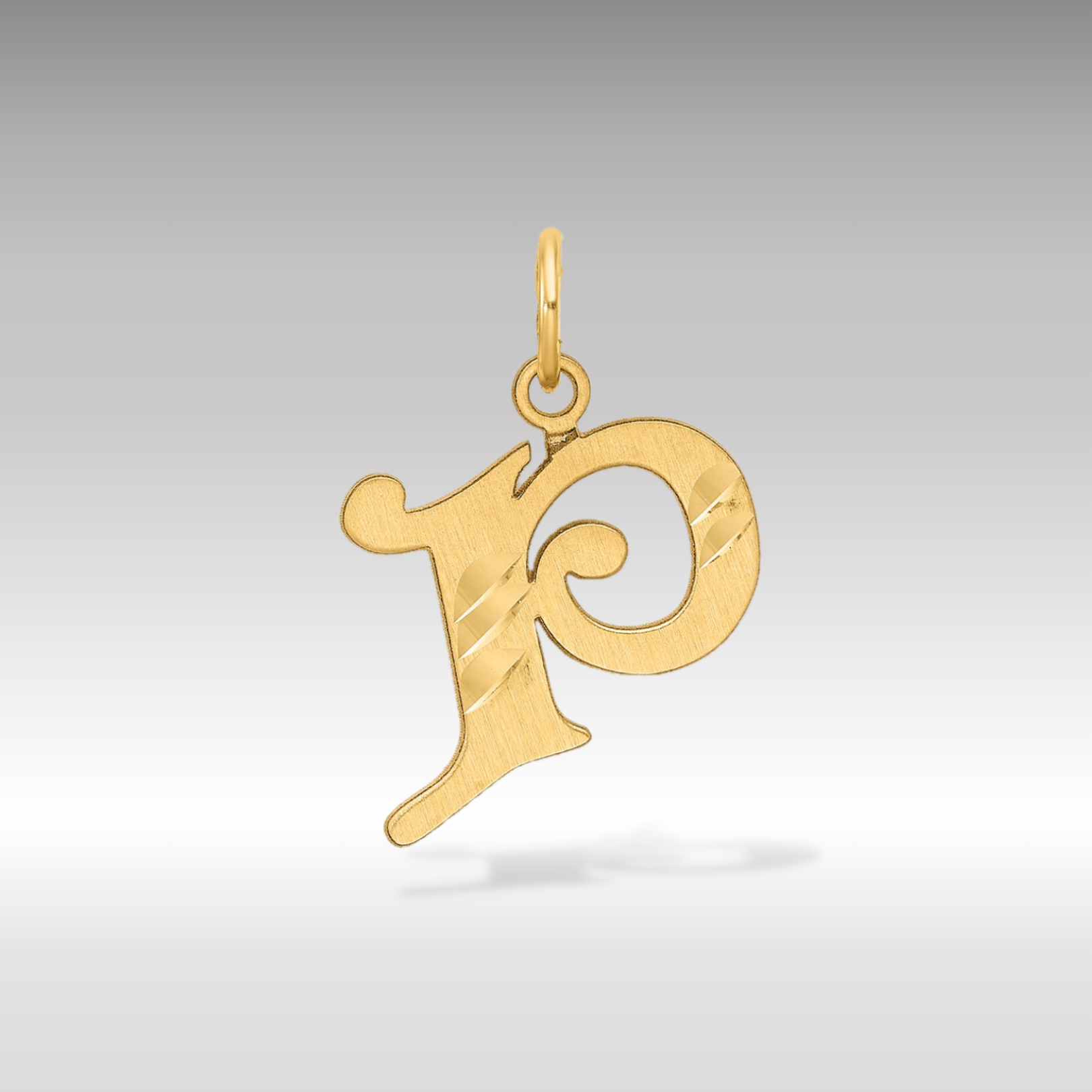 14K Gold Elegant Letter 'P' Charm - Charlie & Co. Jewelry