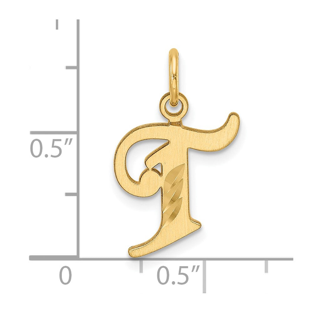 14K Gold Elegant Letter 'T' Charm - Charlie & Co. Jewelry