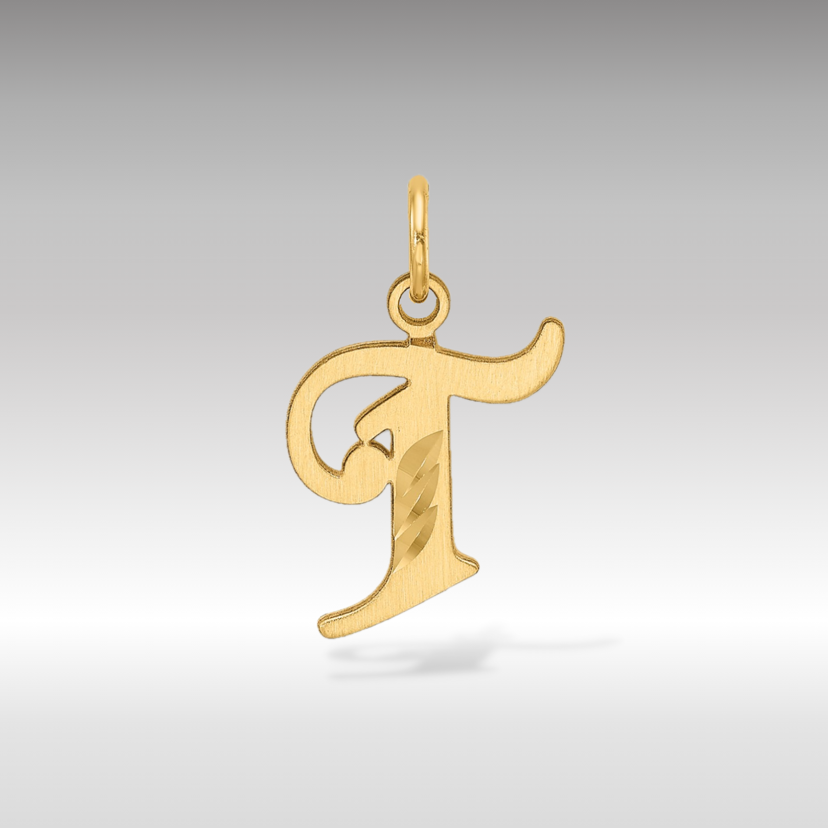 14K Gold Elegant Letter 'T' Charm - Charlie & Co. Jewelry