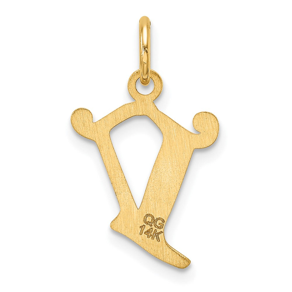 14K Gold Elegant Letter 'V' Charm - Charlie & Co. Jewelry