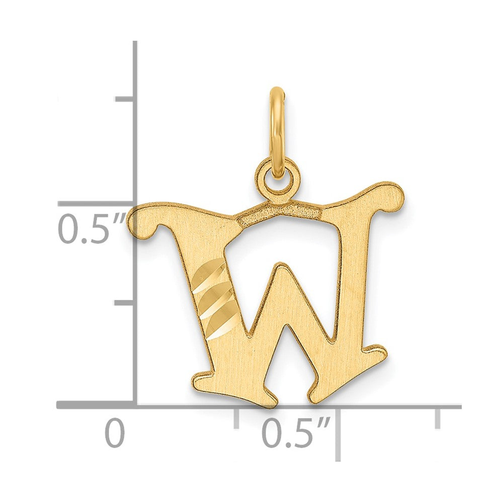 14K Gold Elegant Letter 'W' Charm - Charlie & Co. Jewelry