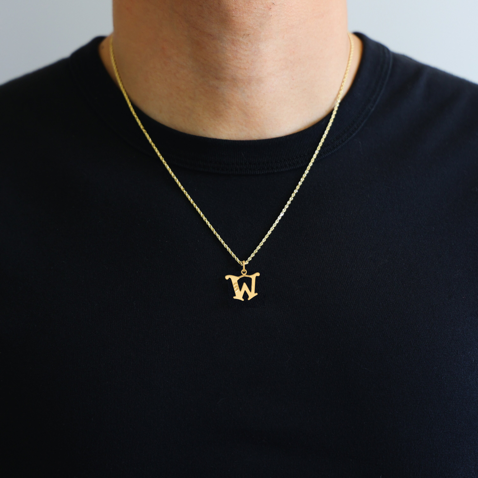 Gold Elegant Letter 'W' Charm  Model-C4833 - Charlie & Co. Jewelry