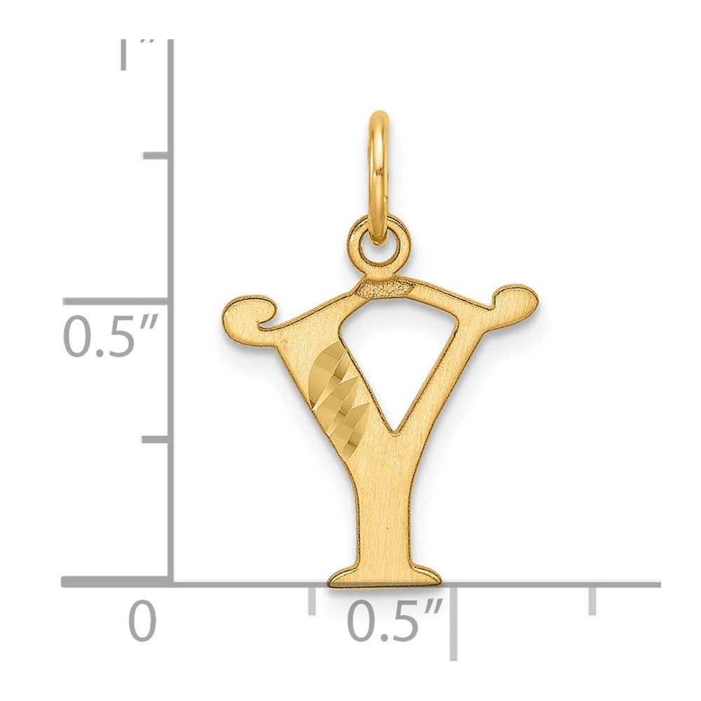 14K Gold Elegant Letter 'Y' Charm - Charlie & Co. Jewelry