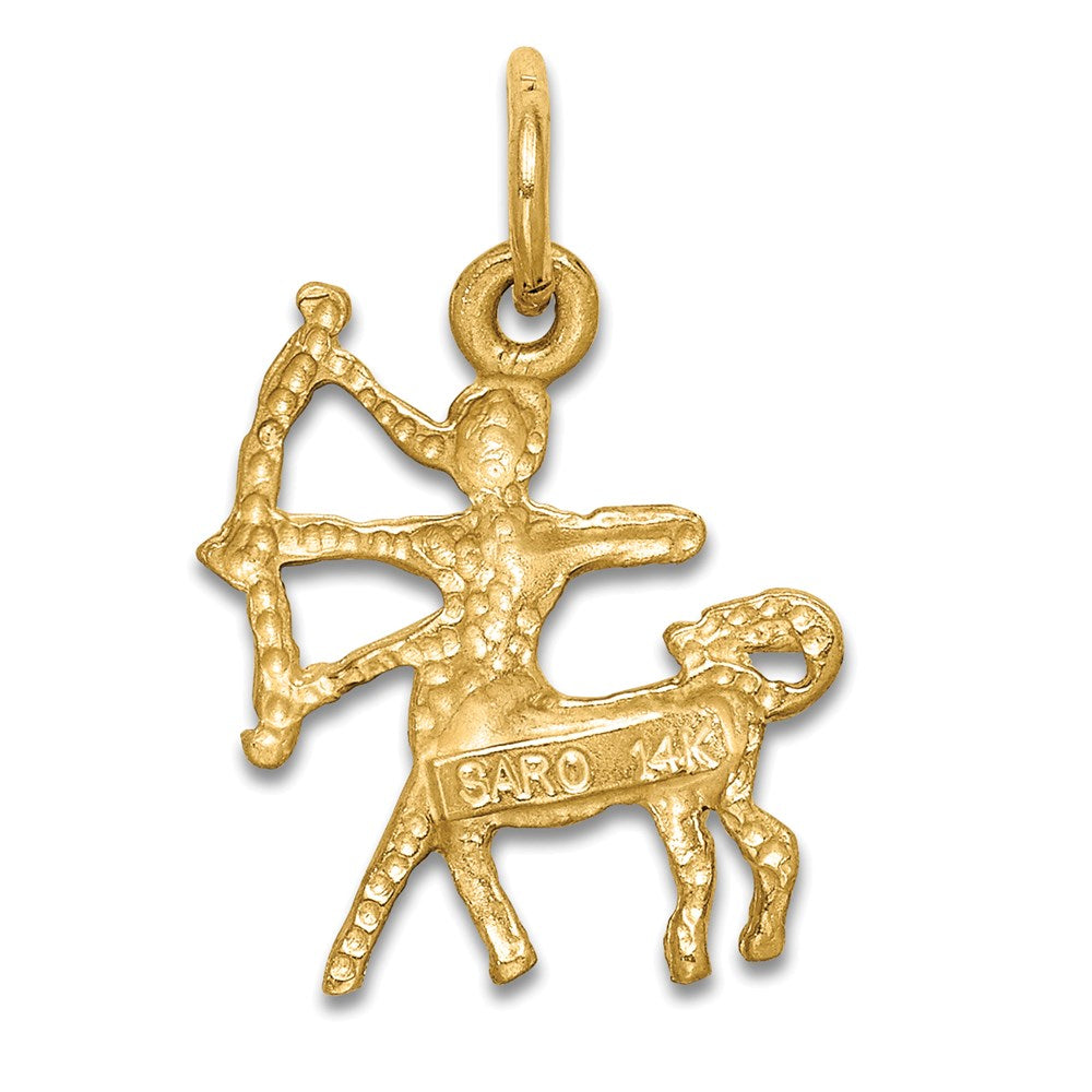 Gold Satin Diamond-cut Sagittarius Small Zodiac Charm Necklace Model-C484 - Charlie & Co. Jewelry