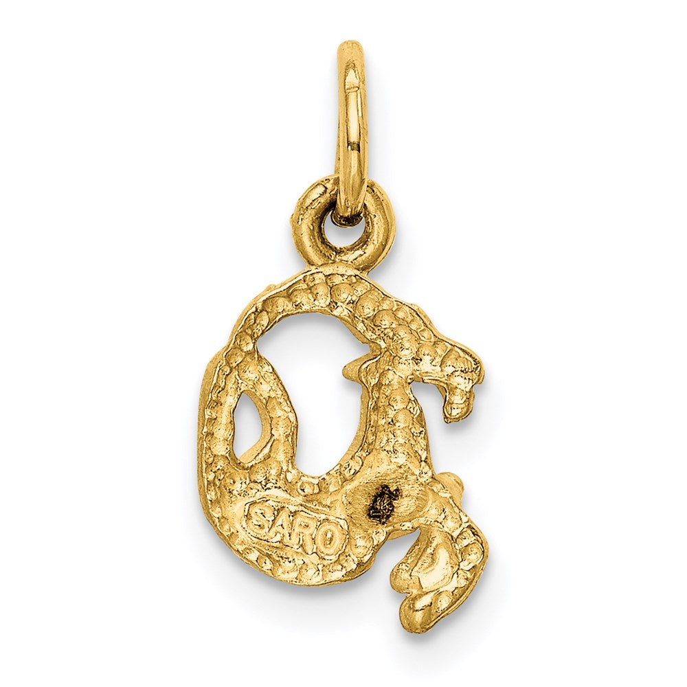 Gold Satin Diamond-cut Small Capricorn Zodiac Charm Model-C485 - Charlie & Co. Jewelry