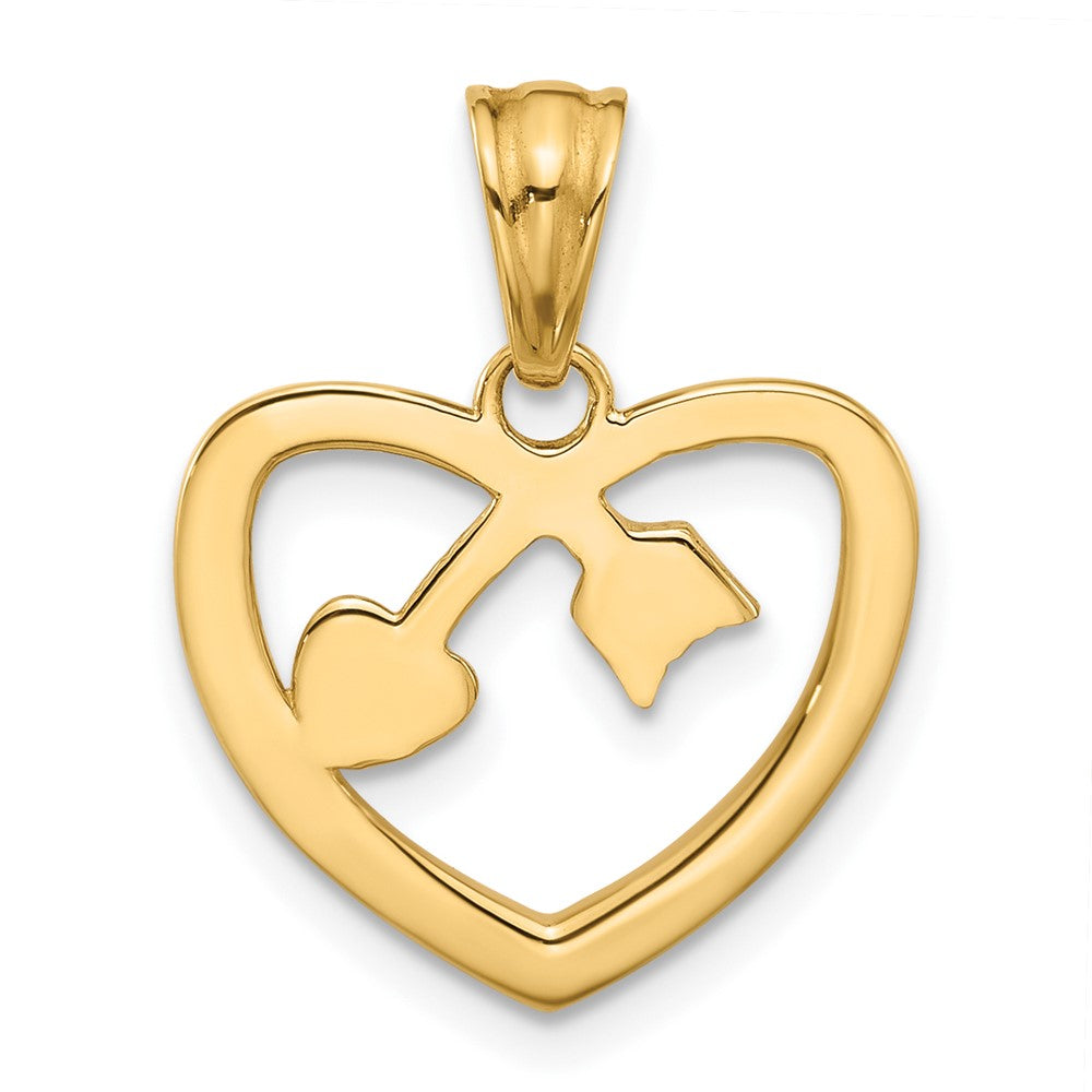 14K Gold Heart with Arrow Necklace Pendant - Charlie & Co. Jewelry