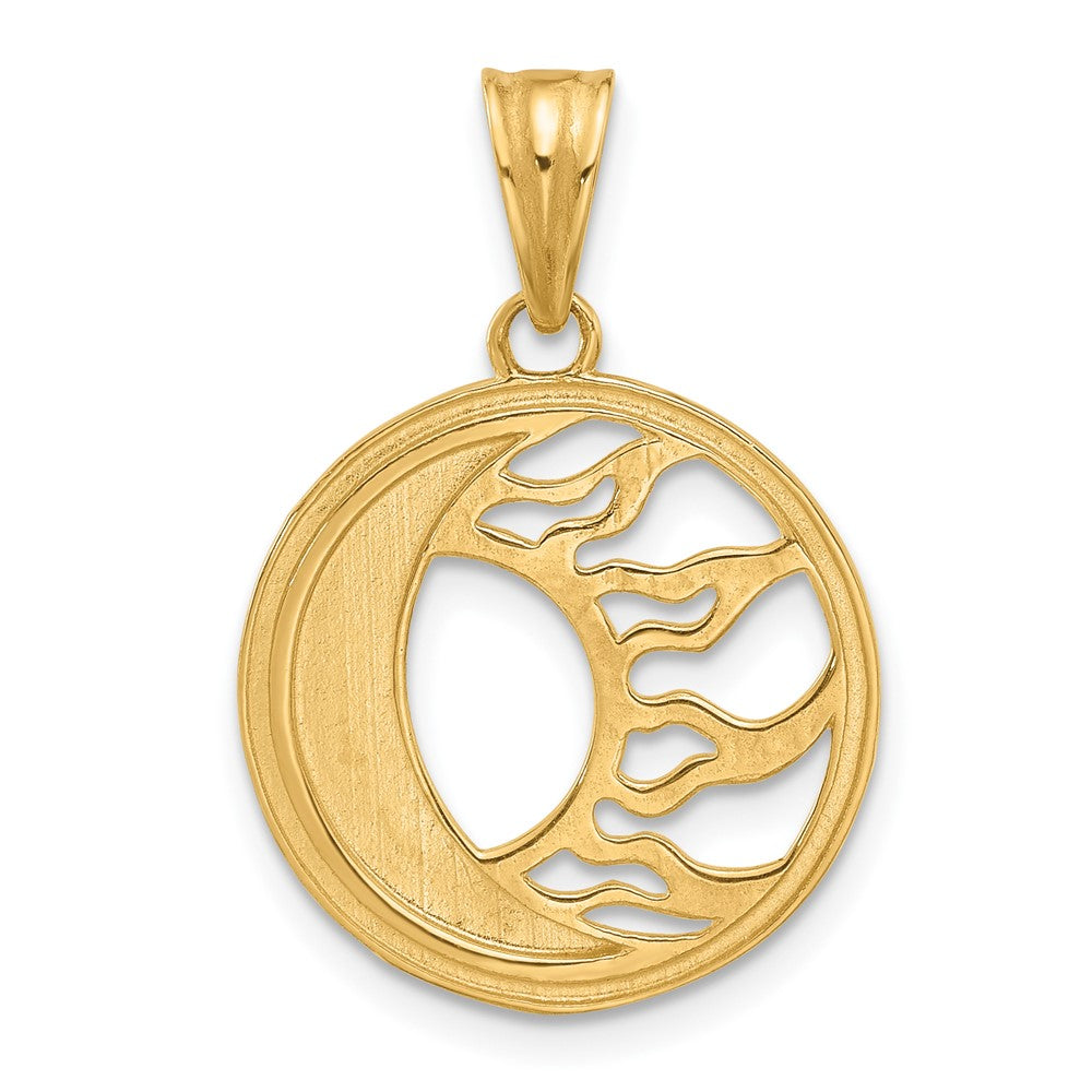 Gold and White Gold Sun and Moon Necklace Model-C4884 - Charlie & Co. Jewelry