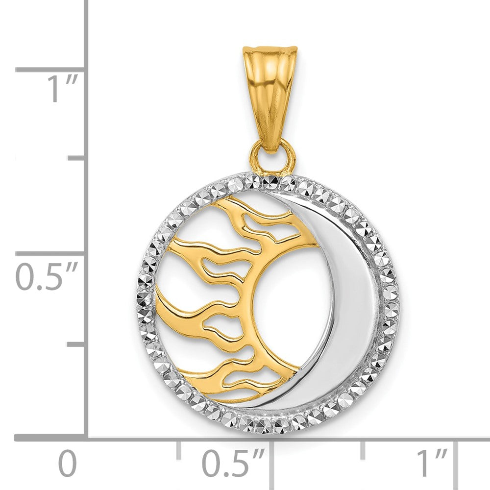 Gold and White Gold Sun and Moon Necklace Model-C4884 - Charlie & Co. Jewelry