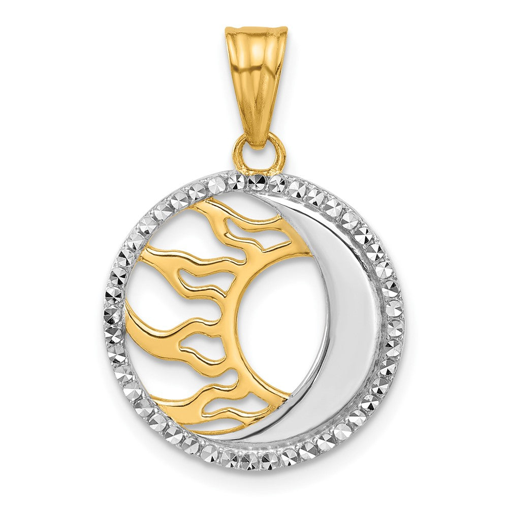 Gold and White Gold Sun and Moon Necklace Model-C4884 - Charlie & Co. Jewelry