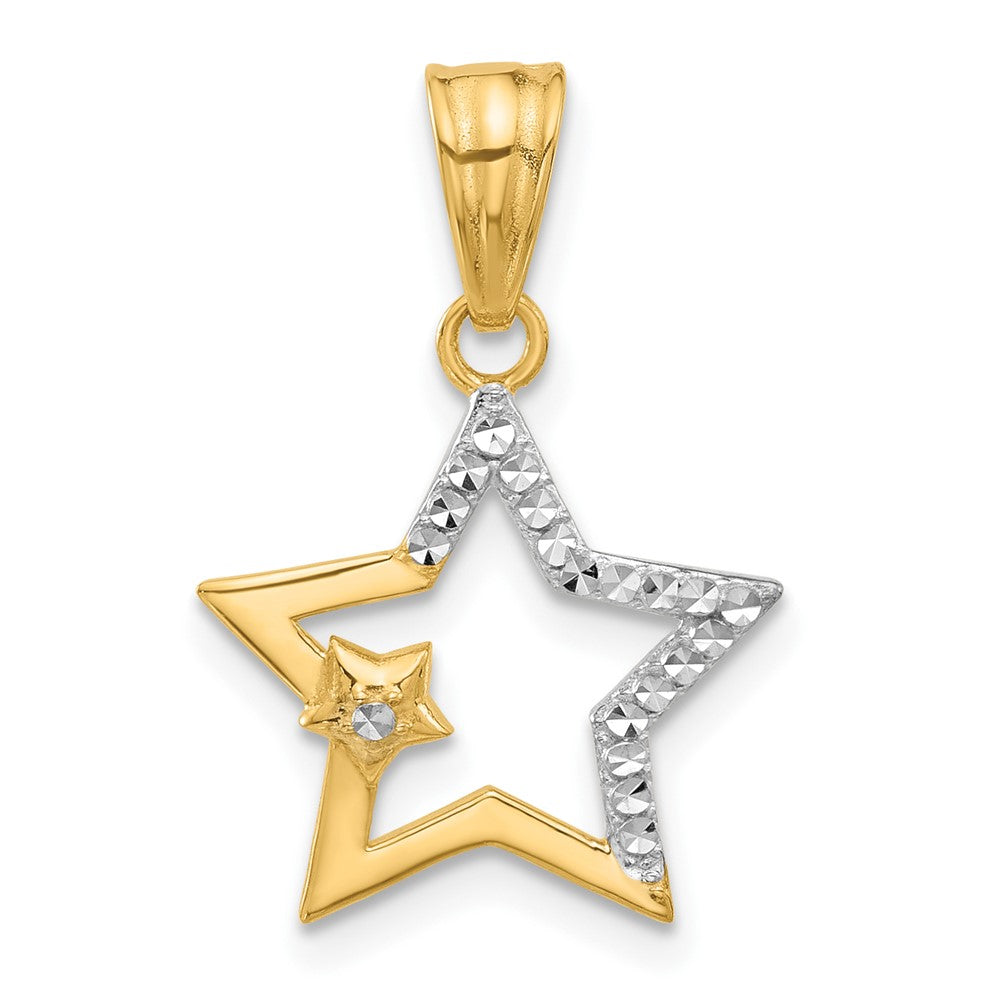 Yellow and White Gold Stars Necklace Pendant Model-C4885 - Charlie & Co. Jewelry