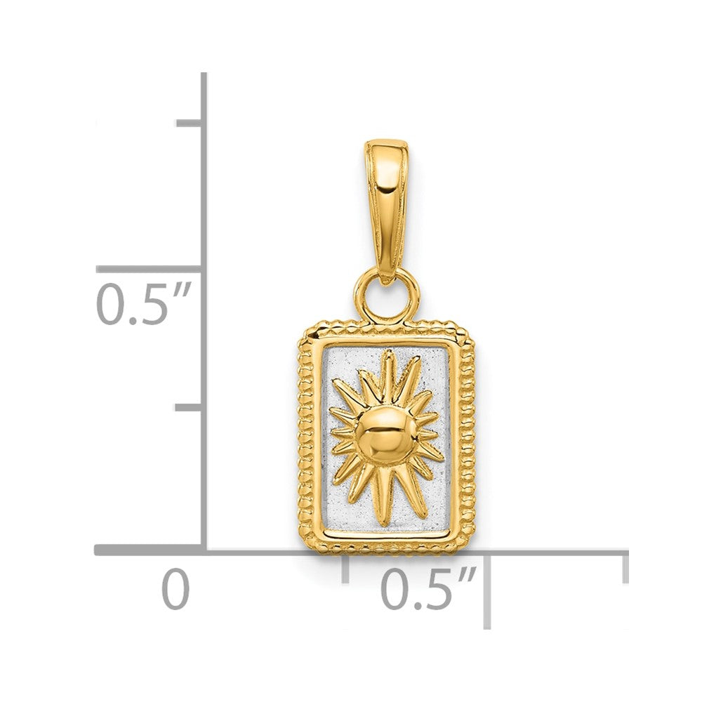 Yellow and White Gold Sun in Frame Pendant Necklace Model-C4887 - Charlie & Co. Jewelry