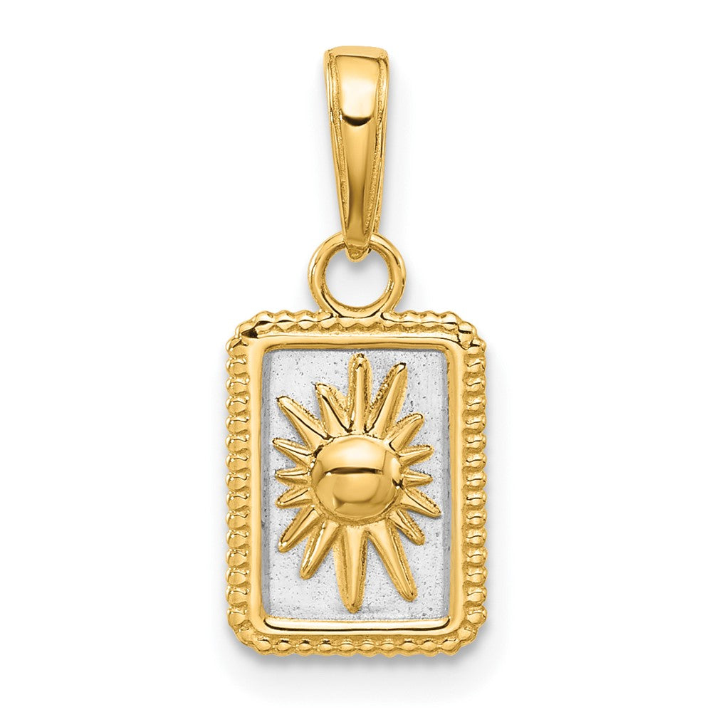 Yellow and White Gold Sun in Frame Pendant Necklace Model-C4887 - Charlie & Co. Jewelry