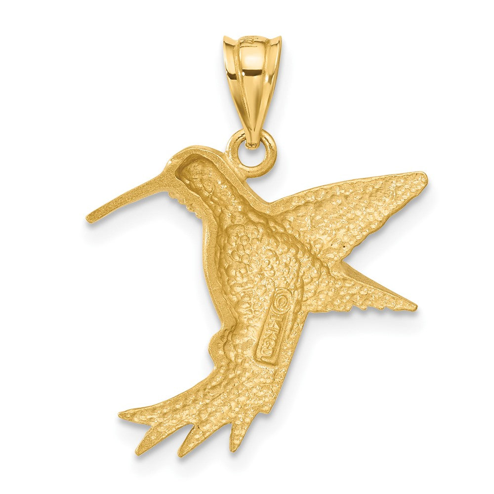 Gold Satin Finish Hummingbird Charm Necklace - Model C539 - Charlie & Co. Jewelry